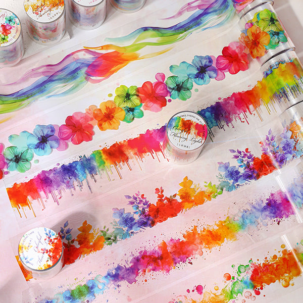 Watercolor PET Tape Colorful Flowing Light floral romantic collage