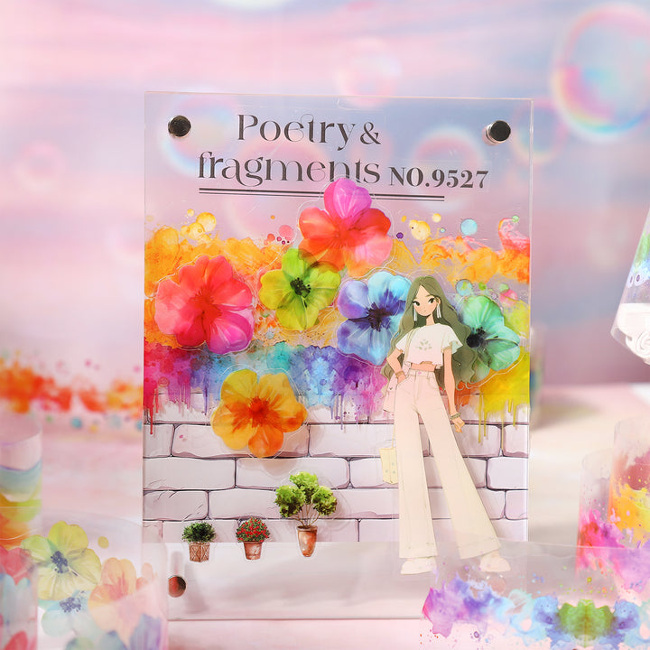 Watercolor PET Tape Colorful Flowing Light soft light washi alternative