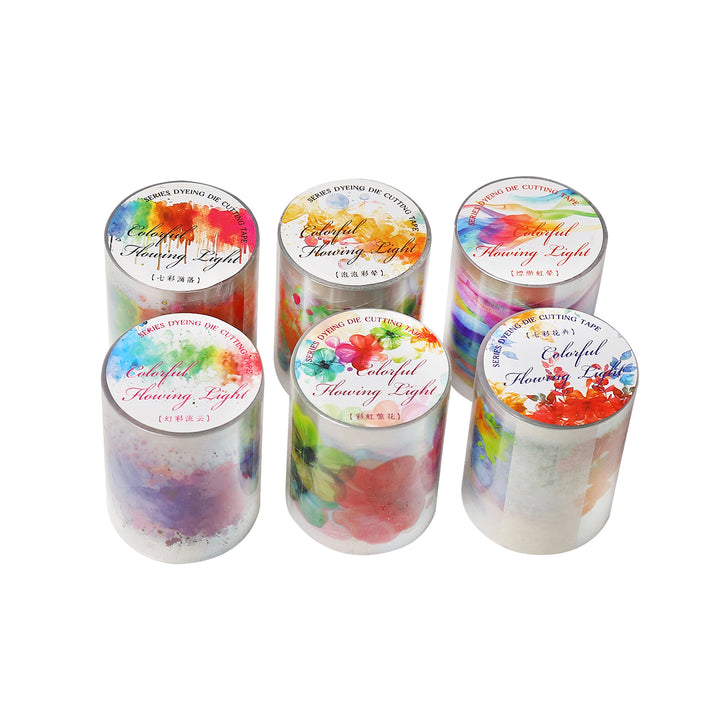 Watercolor PET Tape Colorful Flowing Light suitable for scrapbooking