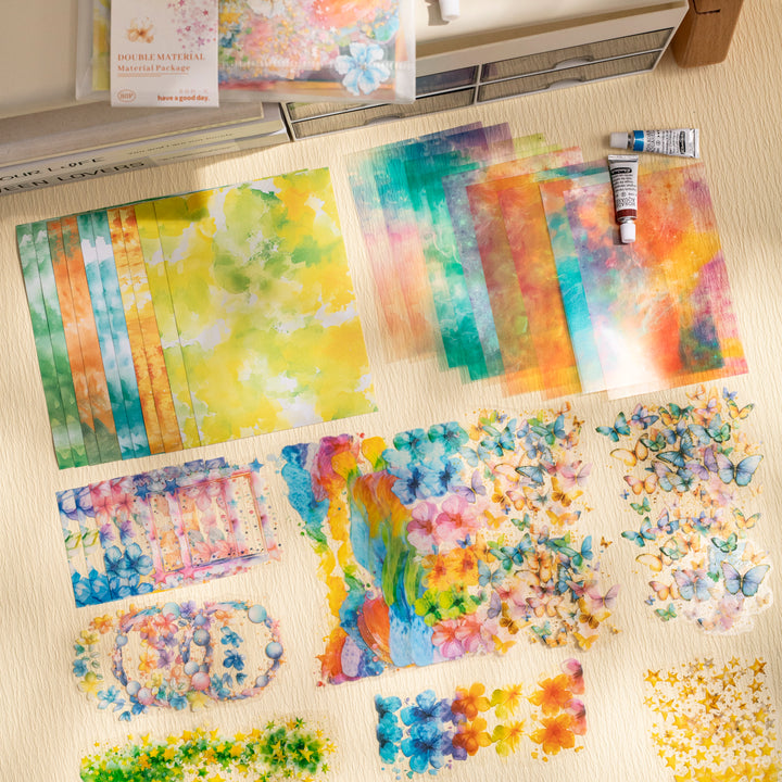 Watercolor PET Washi Stickers Heals Daily Life vintage journaling