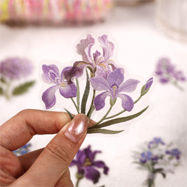 Weaving Embroidery Series Floral PET Stickers for Gifts