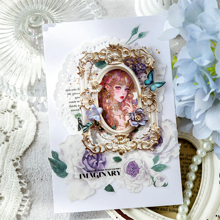 White Gilded Series Vintage Embossed Flowers Suitable for Scrapbook