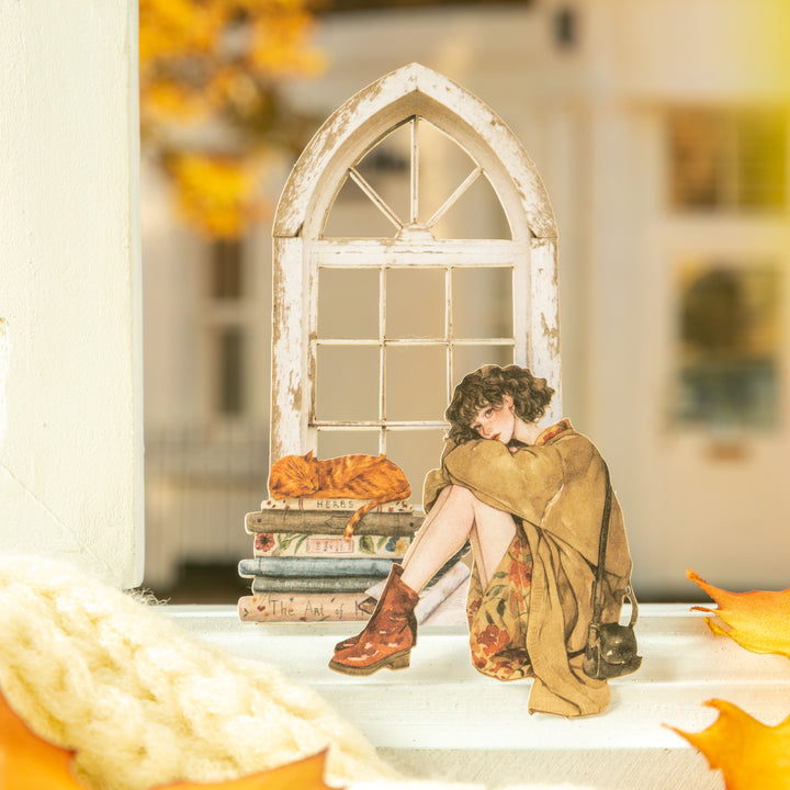 Window Girl Stickers Pvc Hollowed Out Scene Elegant For DIY