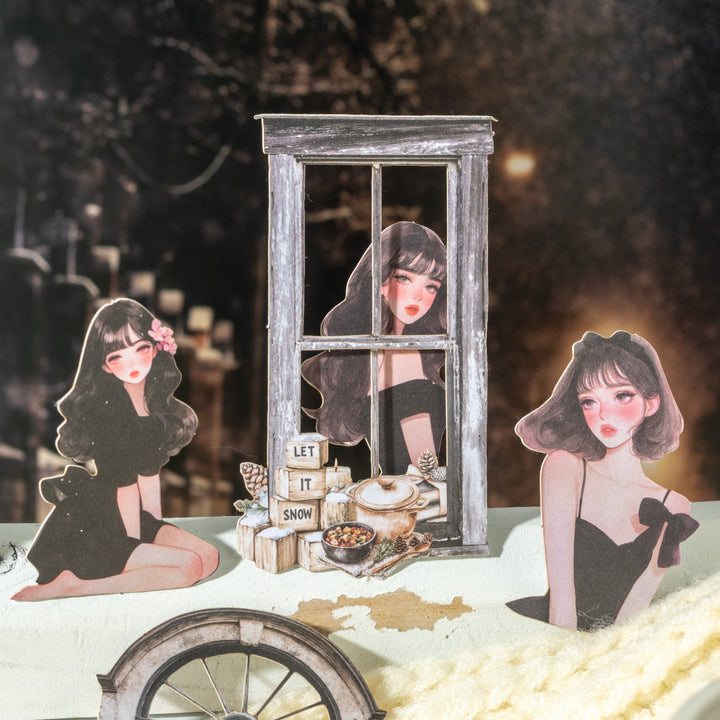 Window Girl Stickers Pvc Hollowed Out Scene Fashion Design