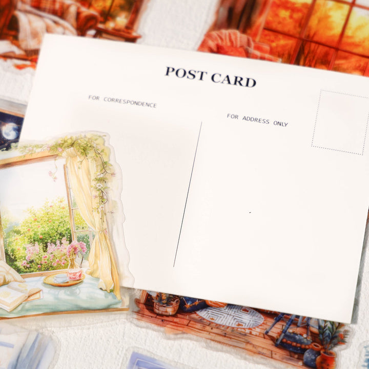 Window Landscape Series Large PET Stickers for Scrapbooking Scenic Views Perfect for Custom Decor