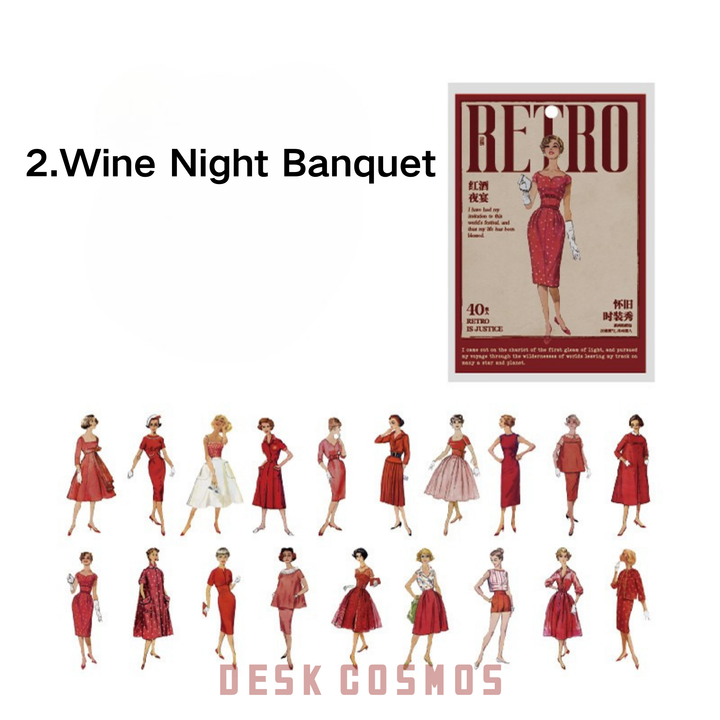 Wine Night Banquet Washi Sticker - Vintage Fashion for DIY Journal