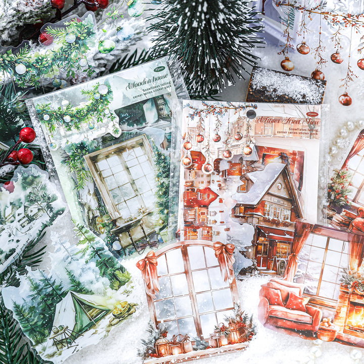 Winter Cottage Series PET Stickers Cozy Winter Scene