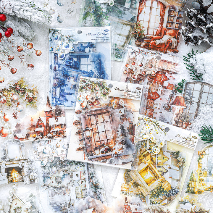 Winter Cottage Series PET Stickers Winter House Decorations