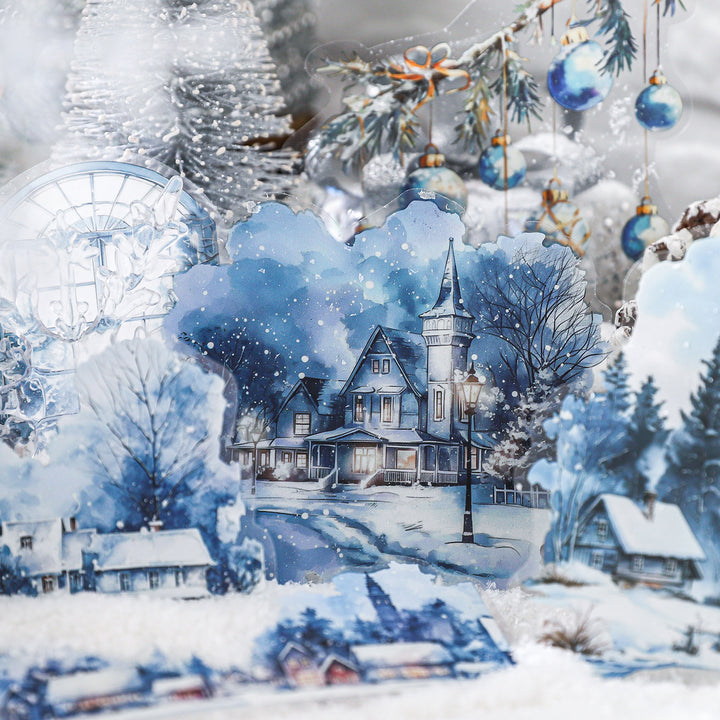 Winter Cottage Series Snowflake Scenery Stickers Perfect for Scrapbook