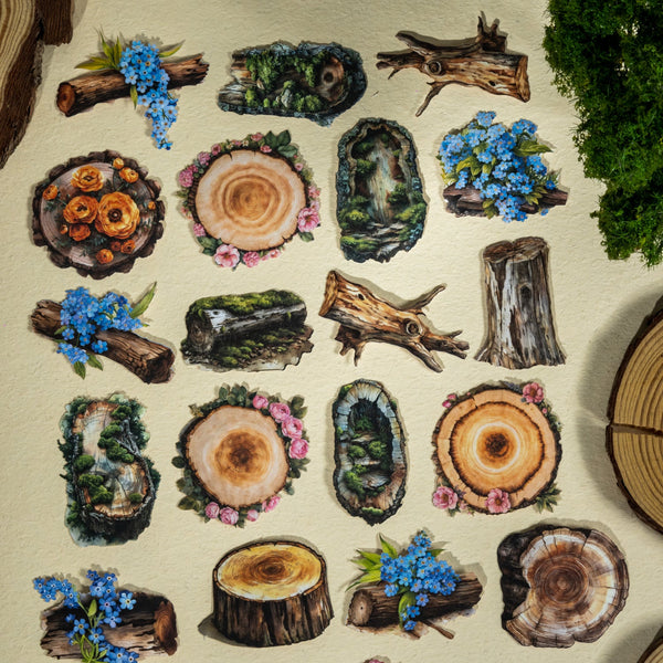Wood Grain Time Plant Nature Stickers Scrapbook