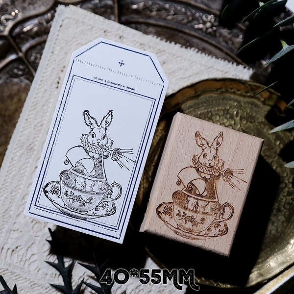 Wooden Easter Bunny Stamp Vintage Style