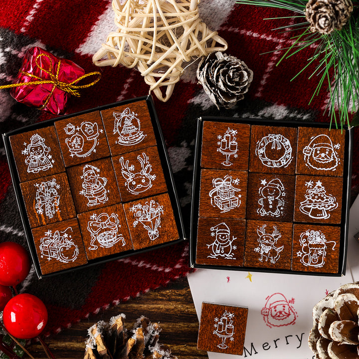 Wooden Stamps Colorful Christmas Evee Festival