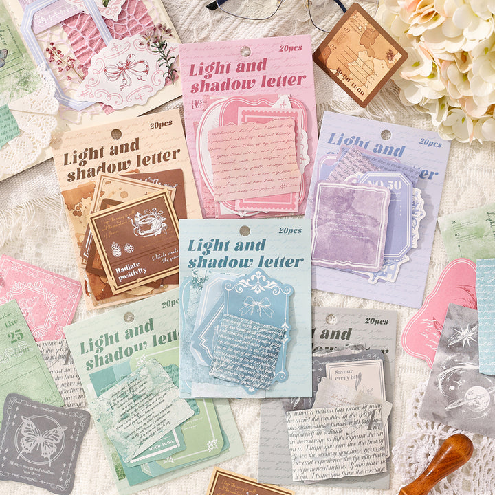 Writing Paper Stickers Light and Letterhead Grunge Retro Style