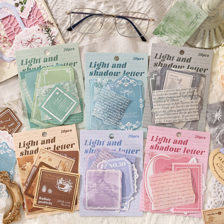 Writing Paper Stickers Light and Letterhead Vintage Text Collage