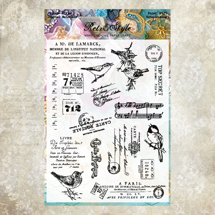 Vintage Transparent Silicone Stamps Retro Rose Ticket Stamps for Decoration