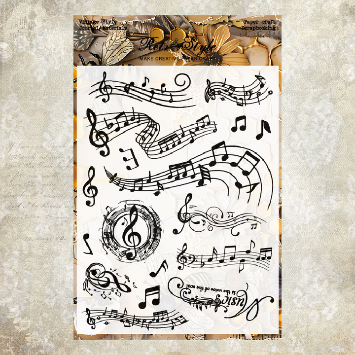 Vintage Transparent Silicone Stamps Retro Music Stamps for DIY Projects