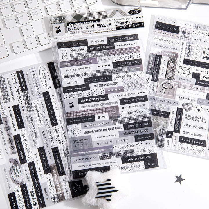 A Collection of Graphemes Series Flash Sand PET Stickers Sweet and Cute Decoration for Journals