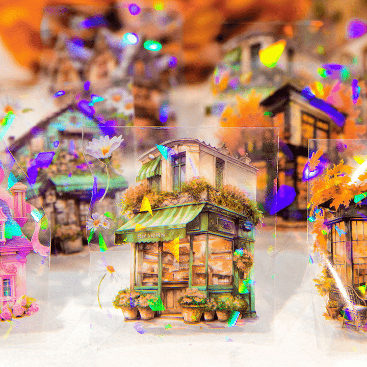 A Windy Street Corner PET Tape Architecture Theme Scrapbooking Materials