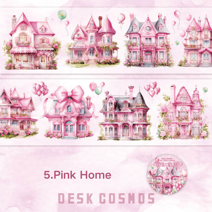 A Windy Street Corner Pink Home City Streets Architecture Theme