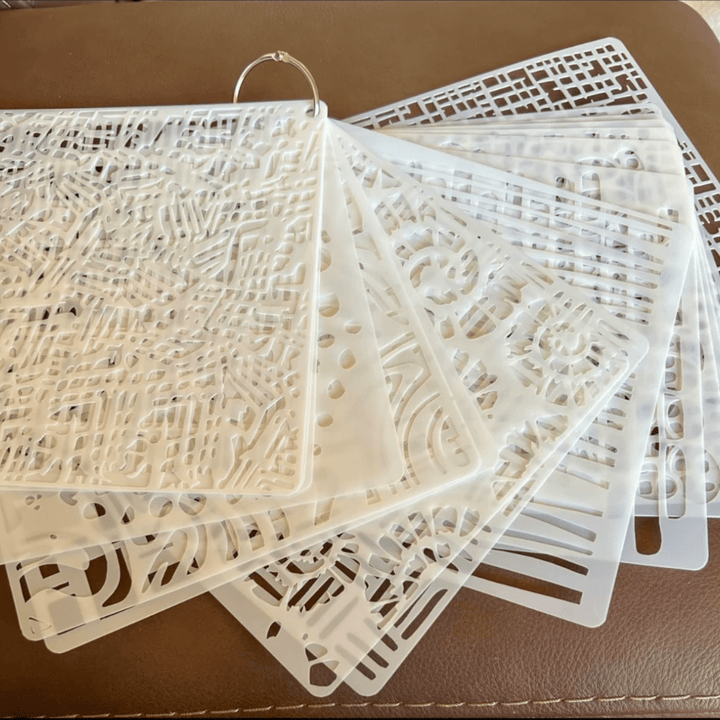 Basic Texture Cutout Stencil Set (16pcs) - Desk Cosmos