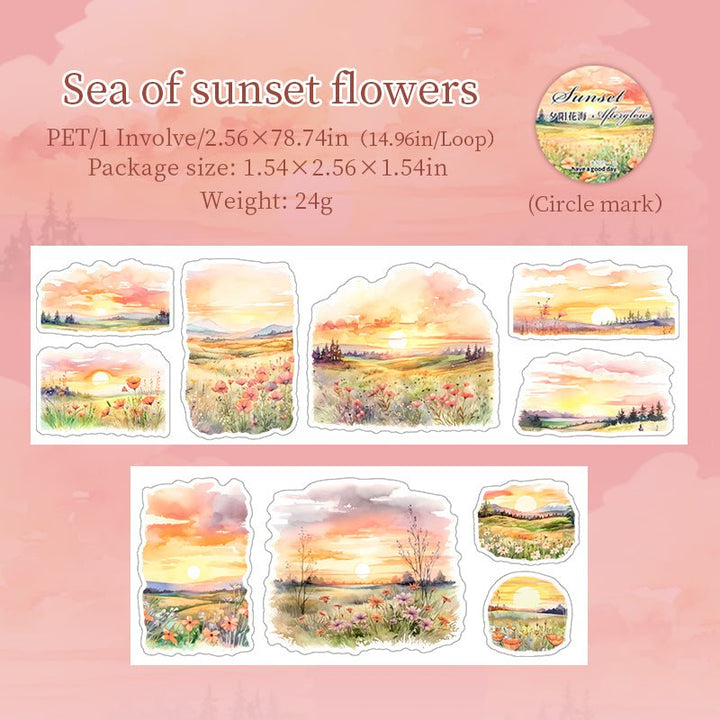 Afterglow of sunset PET Tape Purple Sunset Effect Collage Tape