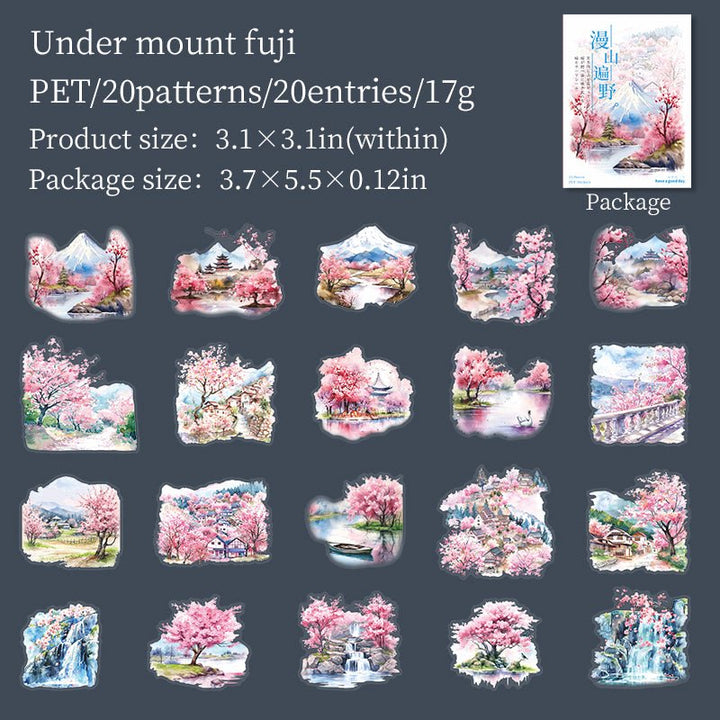 All over the mountains and plains Floral Stickers for Art Journals