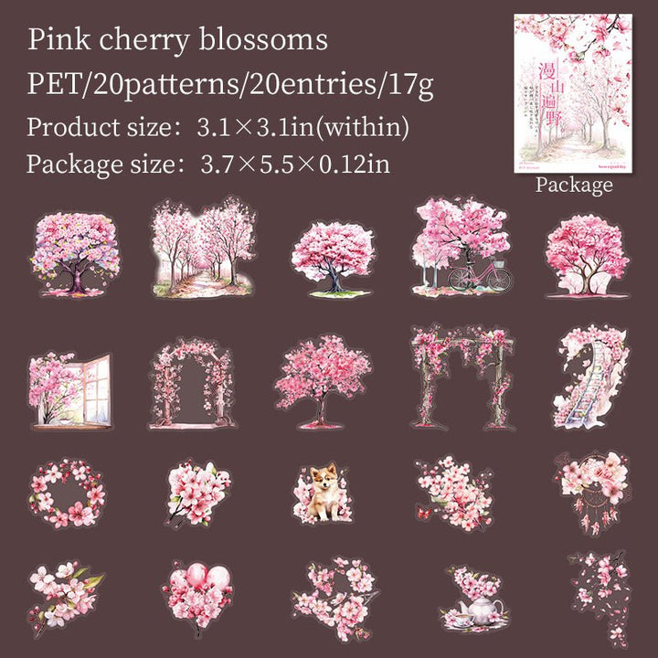 All over the mountains and plains Sakura Theme Flower Stickers Detailed Image