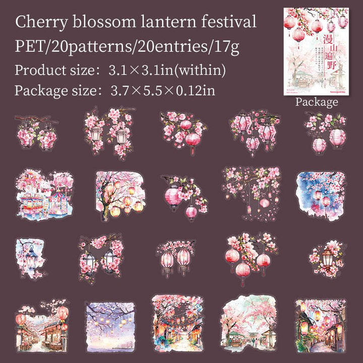 All over the mountains and plains Japanese Style Flower Stickers for Custom Decor