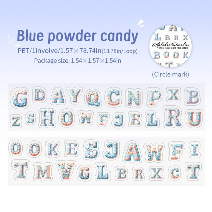 Alphabet Paradise Blue Powder Candy Letter Tape Soft Cute Aesthetic