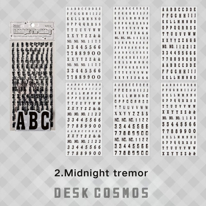 Classic Letters Midnight Pulse PET Alphabet Stickers vintage journaling use