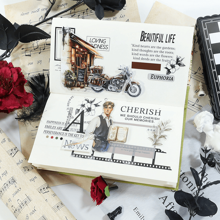 Time Impression Characters Travel Journal PET Tape for Collage