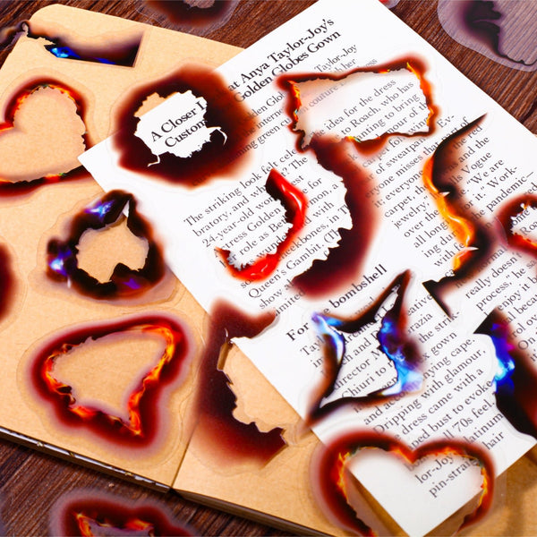 Ash Series Sticker Pack Retro Gothic Fire Theme Stickers for Handcraft Projects