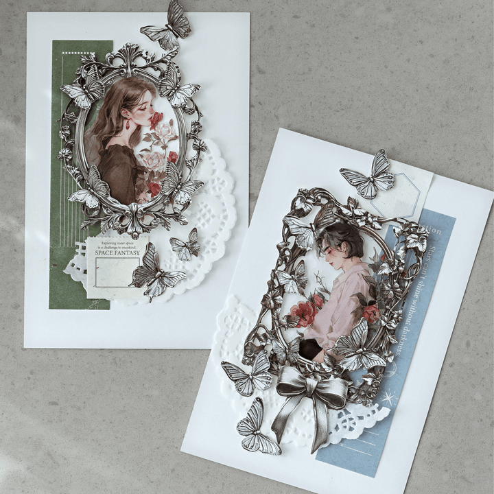Silver Light and Shadow Hollowing Technique Background Paper Retro