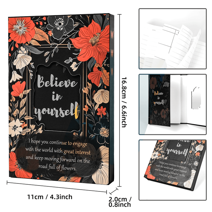 Black Flower Style Journal Floral Aesthetic Stationery