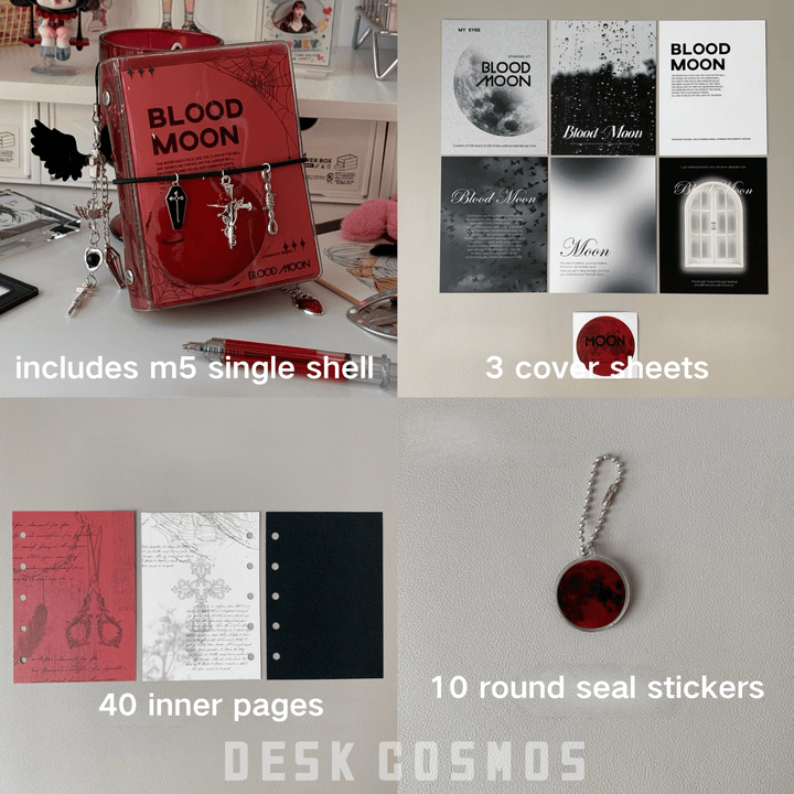 Blood moon Gothic PVC journal storage album with decorative pages and unique design