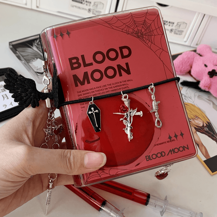 Blood moon Gothic journal storage notebook with flexible PVC pages