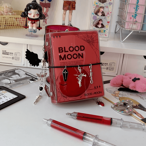 Blood moon Gothic Loose-leaf Notebook with PVC material perfect for storing journals and cards