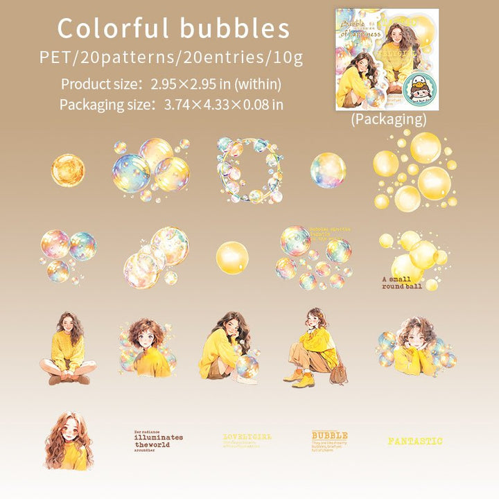 
Bubble of Happiness Colorful Bubbles DIY Character Stickers