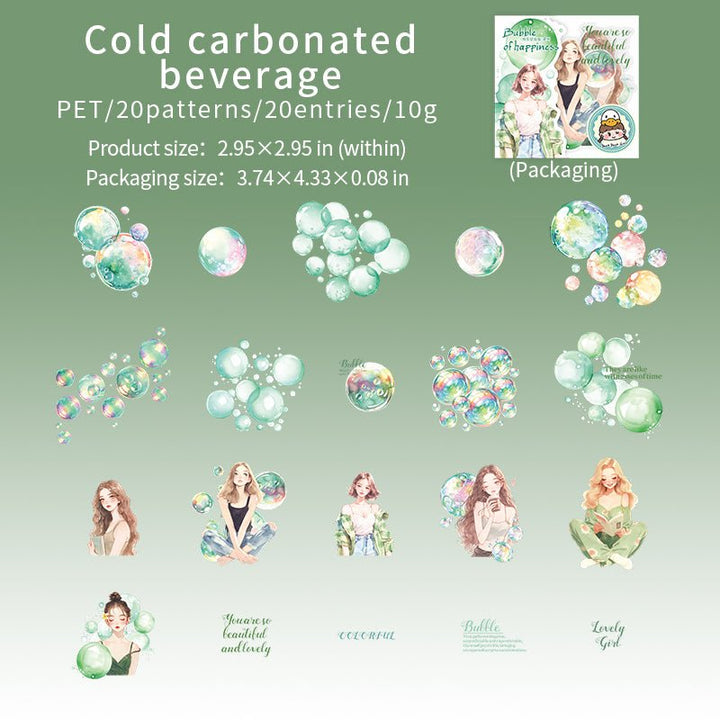 Bubble of Happiness Cold Carbonated Beverage Bubbles DIY Vivid Stickers