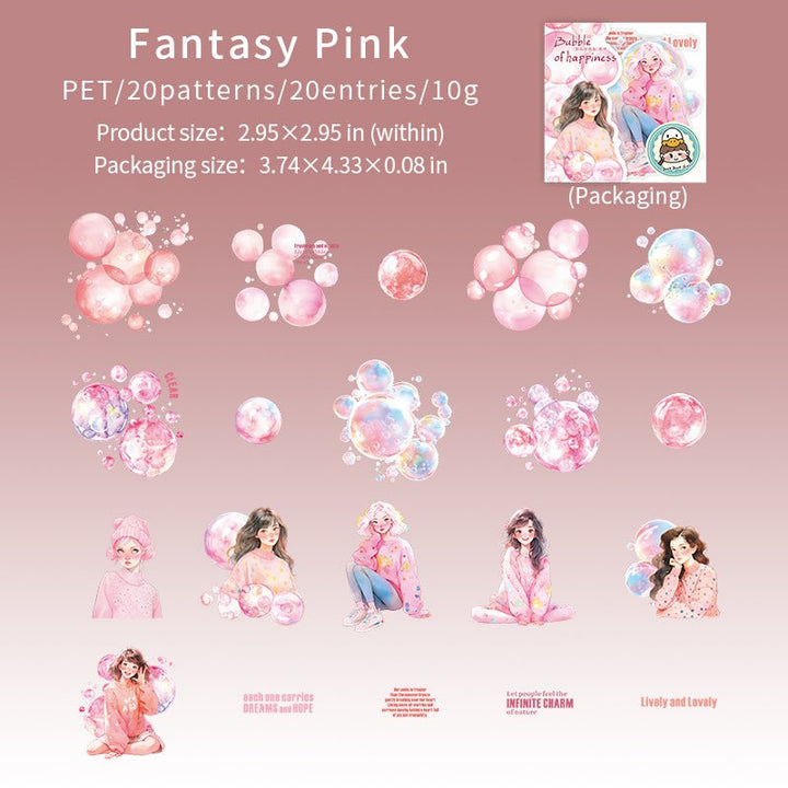 Bubble of Happiness Fantasy Pink Bubbles DIY Stickers