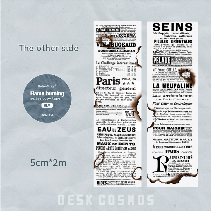 Burn Series Copywriting Tape Sulfate Paper Washi Tape Retro Vintage Lettering