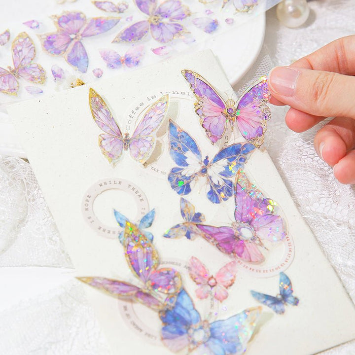 Twilight Garden Series Shimmering Butterflies PET Tape for DIY Art Projects
