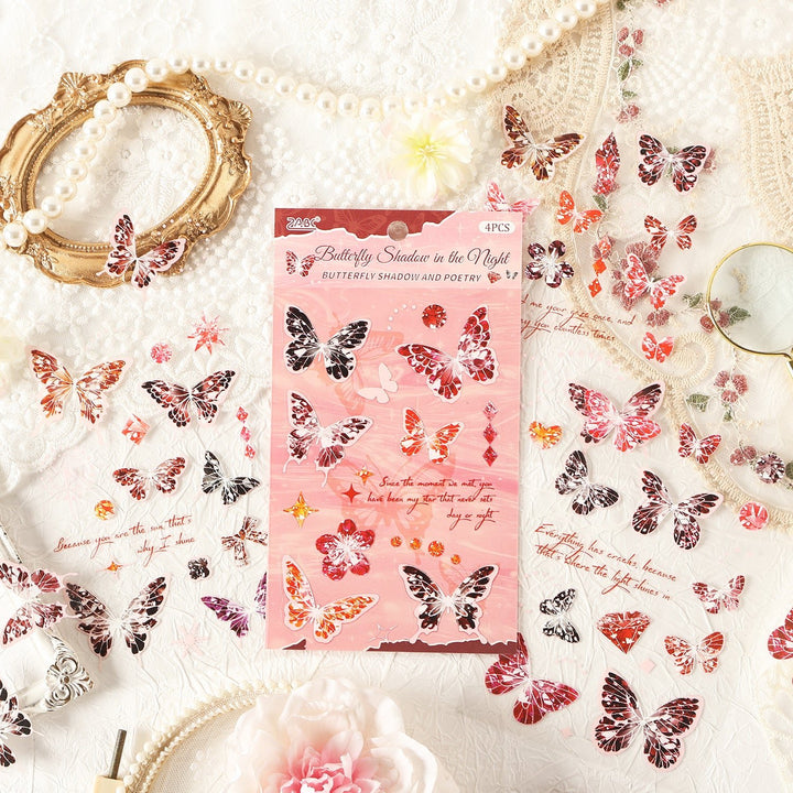 Graceful Butterfly Shadows romantic stickers for personalized journaling