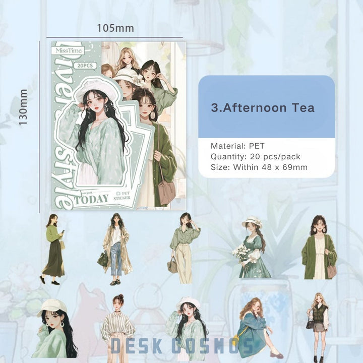 Captured Moments Afternoon Tea PET Stickers Retro Look