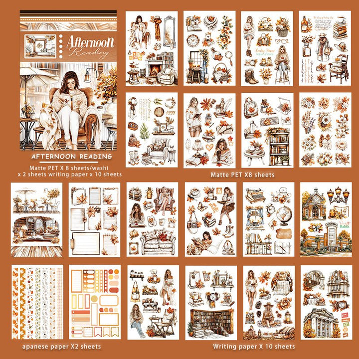 Character Sticker Book Afternoon Reading Washi Stickers Daily Life