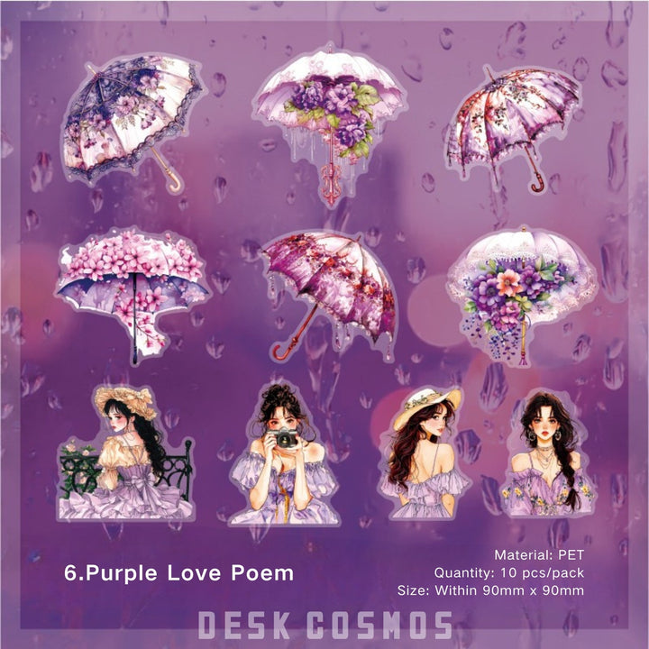 Qisi Rainy Season Stickers Fashion Characters Vintage Charm