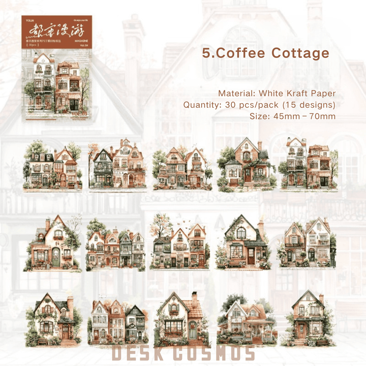 City Roaming Series Coffee House Style City Stickers