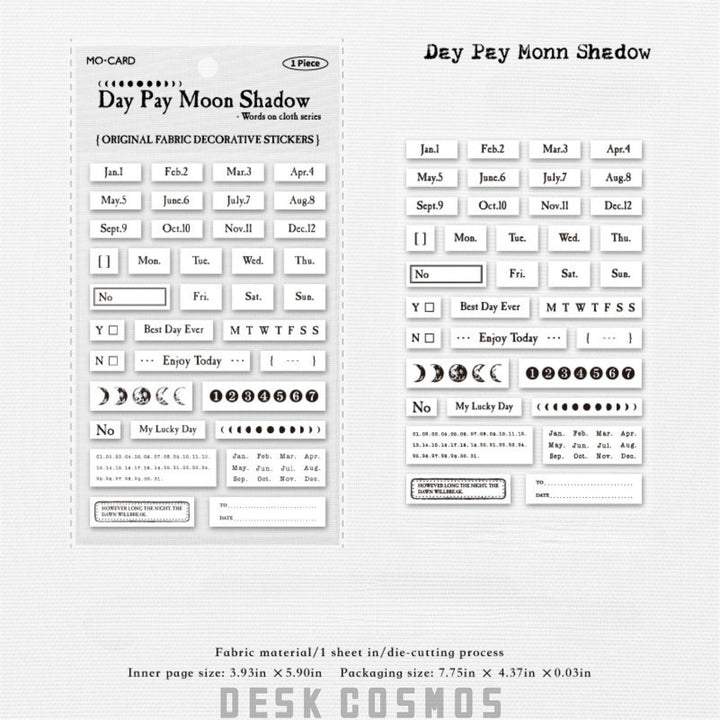 Words on Cloth Flat Sheet Stickers for Daily Journal Use