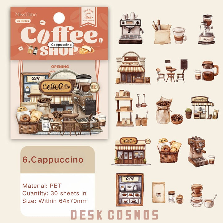 Cafe Shop Series PET Sticker Suitable For Junk Journal