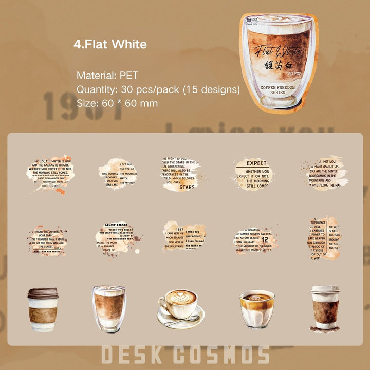 Coffee Freedom Series Journal Stickers Coffee Theme Suitable For Scrapbooking